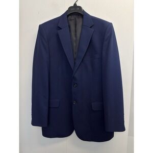 Bespoke Tailored Fit Blue Twill Blazer Jacket Mens 42L Made in USA Lined